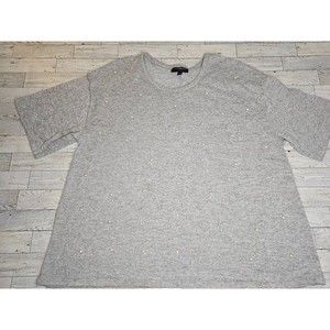 Lane Bryant Short Sleeve Pearl Accent Grey Sweatshirt, Women's Plus Size 22/24
